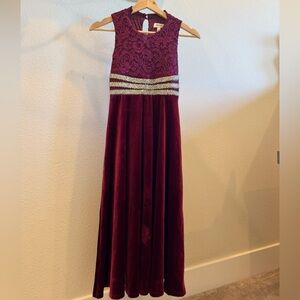 Speechless Maroon and Gold Kids Formal Dress